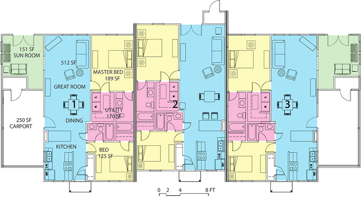 Chandler Cottages Triplex Floorplan
